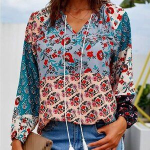 Boho Floral buttery soft long sleeve top